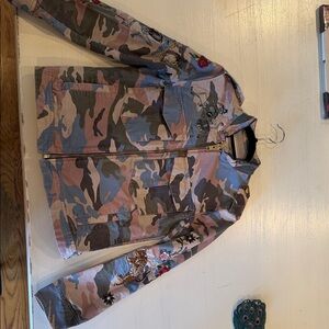 Vintage Zadig & Voltaire Camouflage Jean Jacket; exceptional embroidered detail